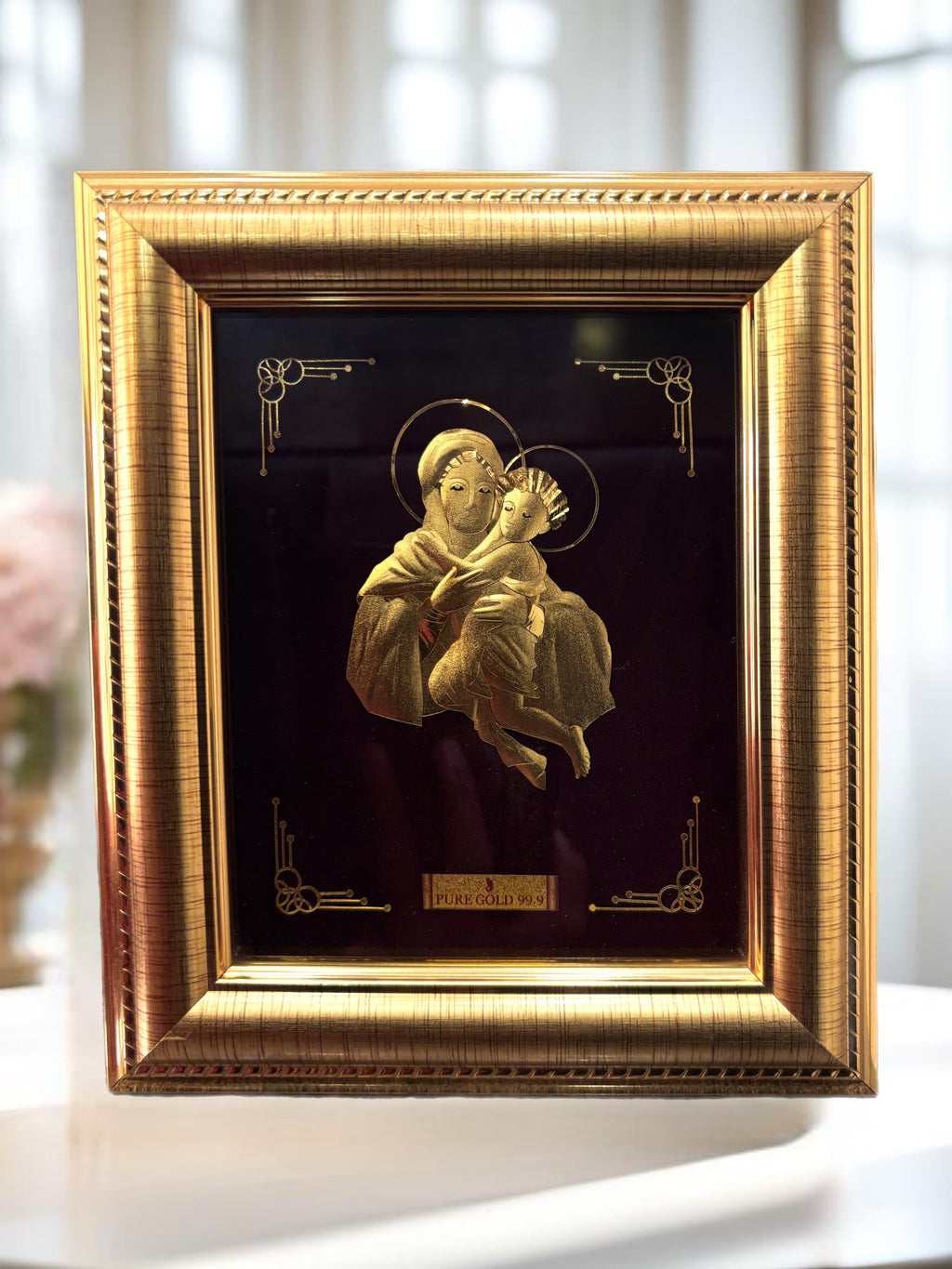 24k Pure Gold  Mother Mary Infront Jesus image 0