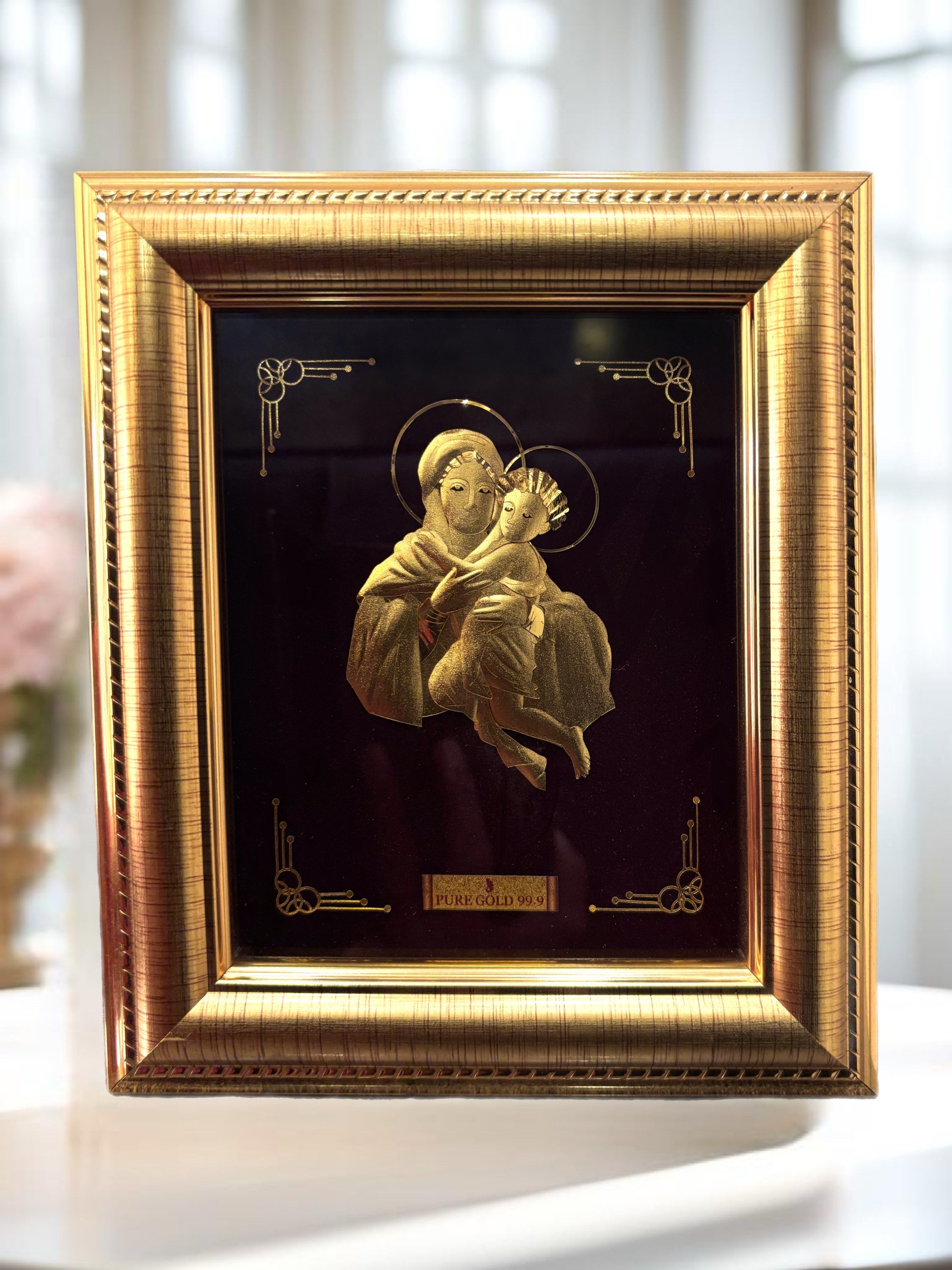 24k Pure Gold  Mother Mary Infront Jesus image 0