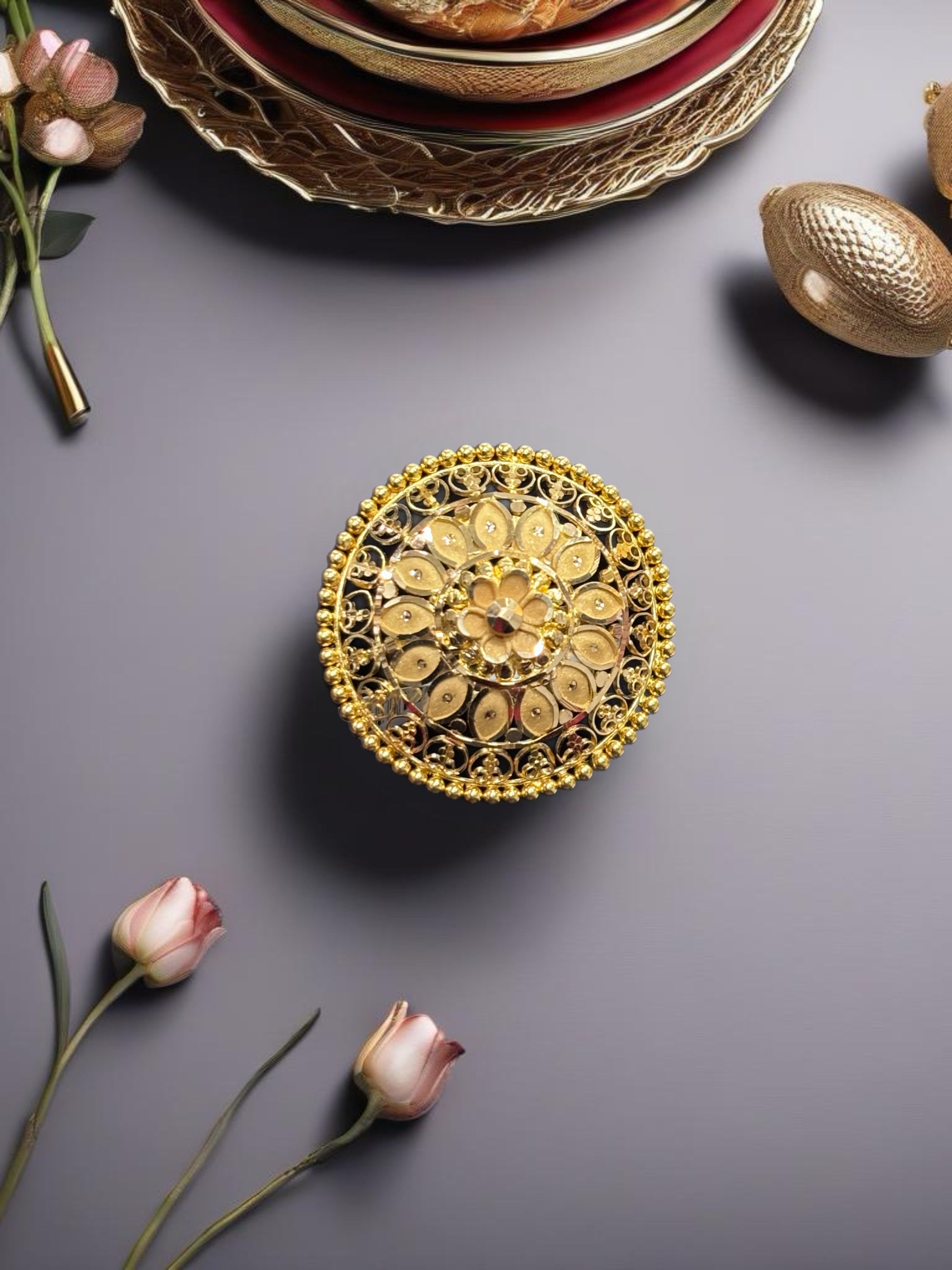 Jodha Umbrella Ring, 22K916, Floral 4.66 Grams image 0